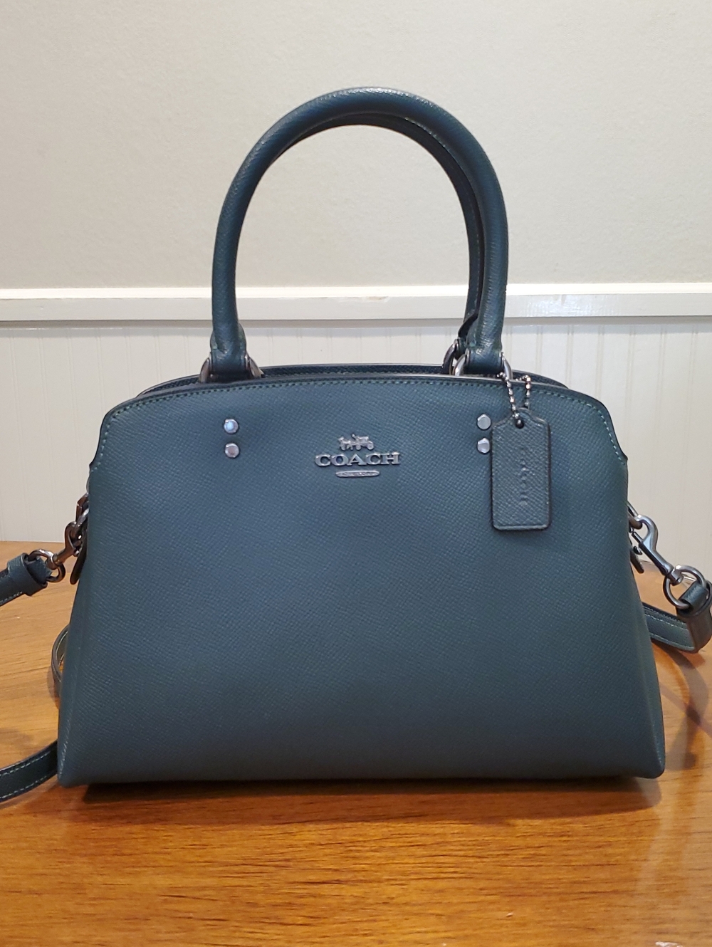 Like NEW Coach Teal Mini Lillie Carryall Bag